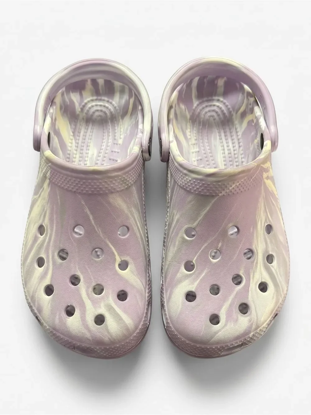 Crocs Marbled Tie Dye Swirl Slip On Lavender Clogs 11